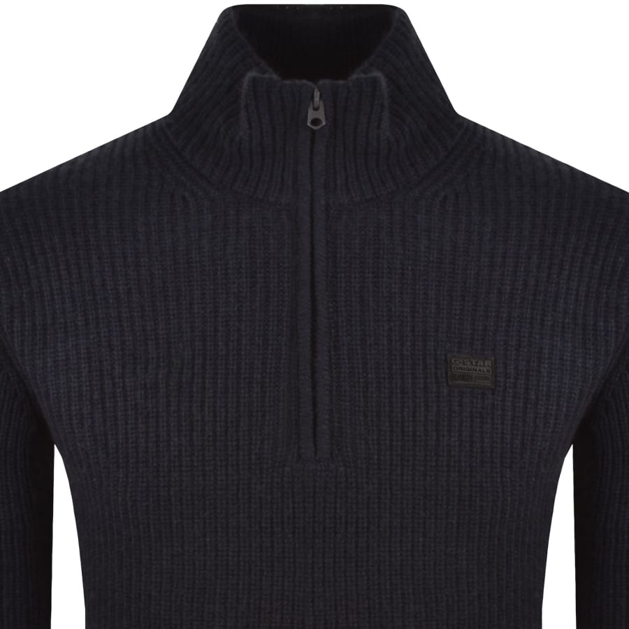 Image number 2 for G-Star Quarter Zip Knit Jumper Navy