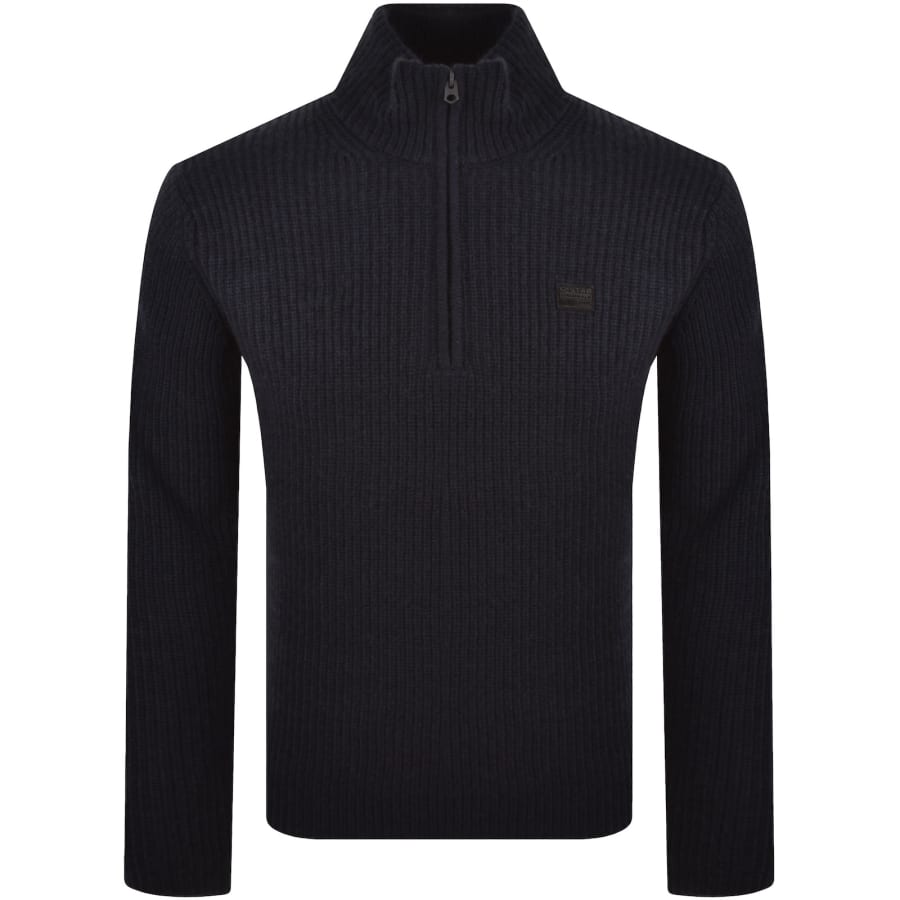 Image number 1 for G-Star Quarter Zip Knit Jumper Navy