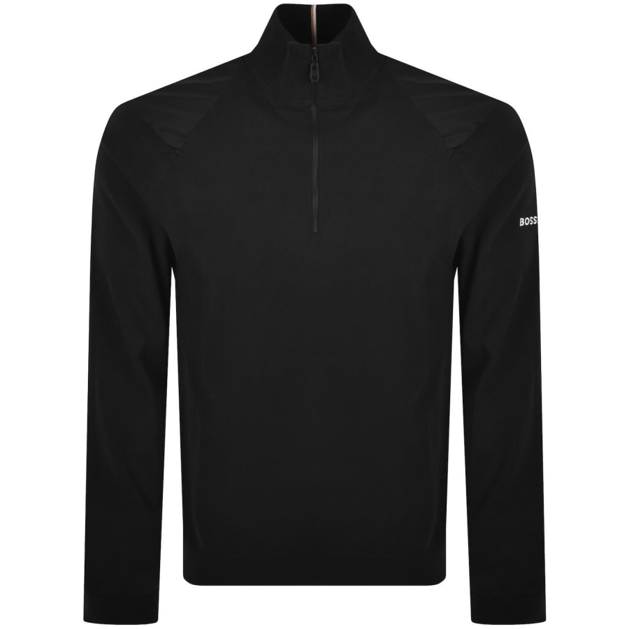 Image number 3 for BOSS GOC Rank Quarter Zip Knit Jumper Black