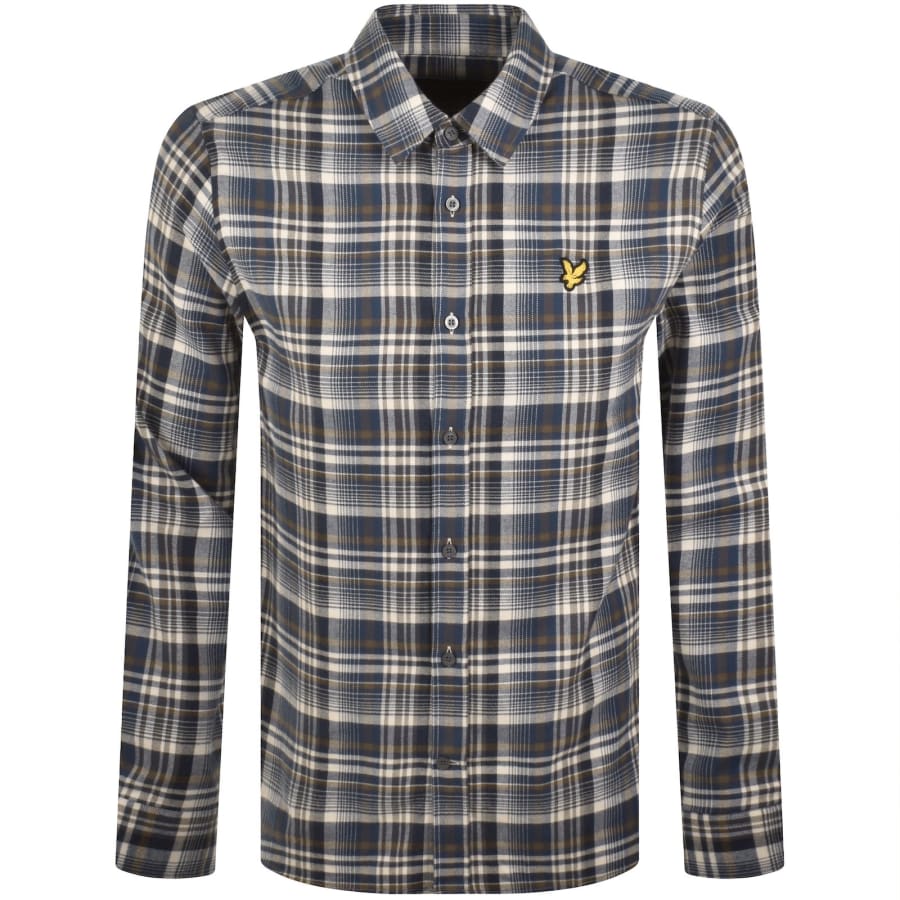 Image number 1 for Lyle And Scott Offset Check Shirt Blue