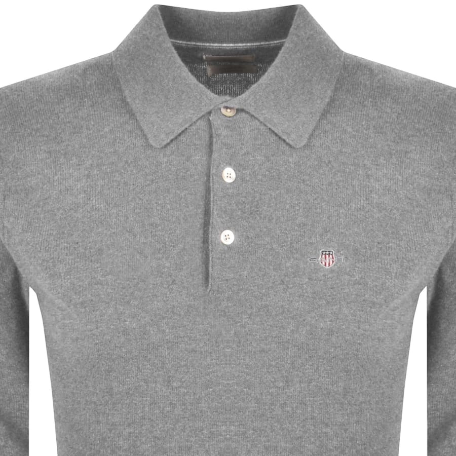 Image number 2 for Gant Superfine Lambswool Polo Grey