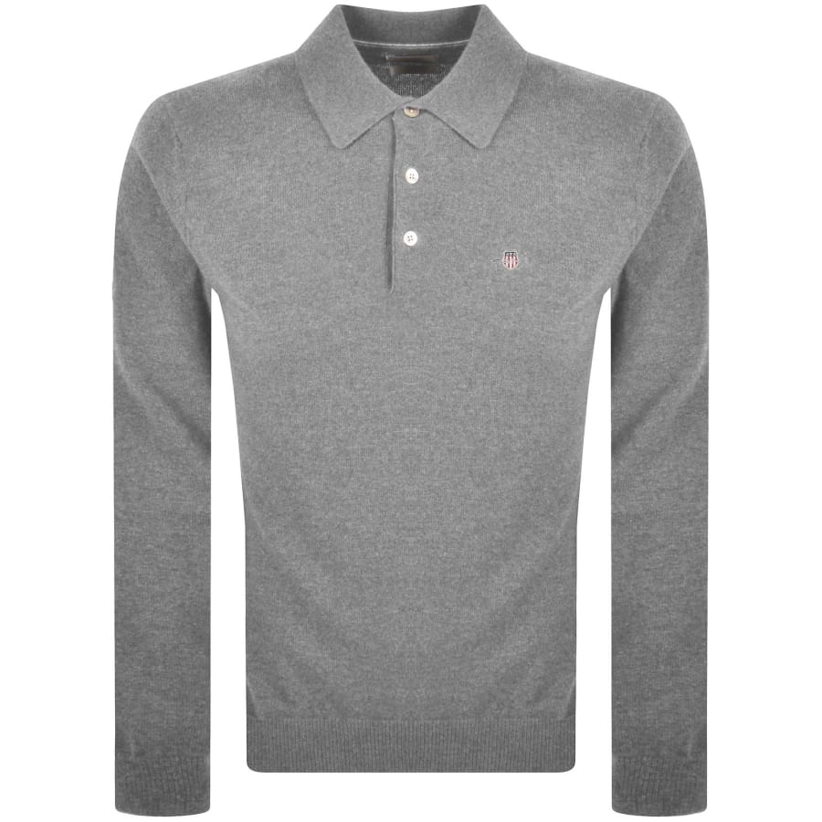 Image number 1 for Gant Superfine Lambswool Polo Grey