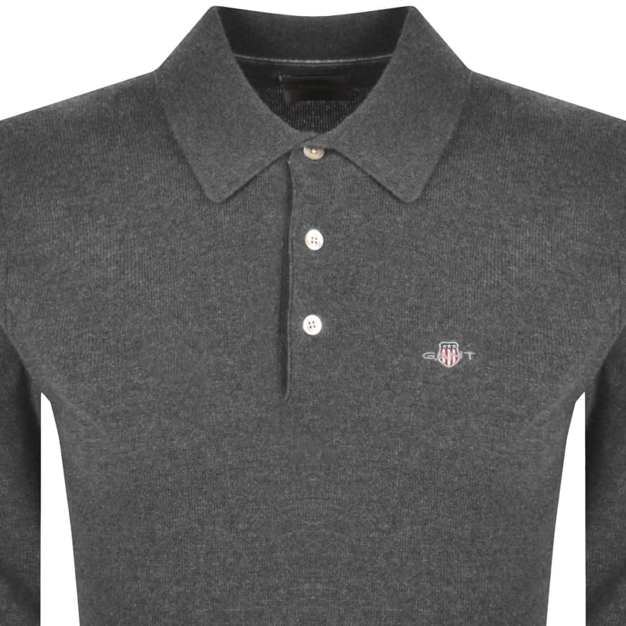 Image number 2 for Gant Superfine Lambswool Polo Grey