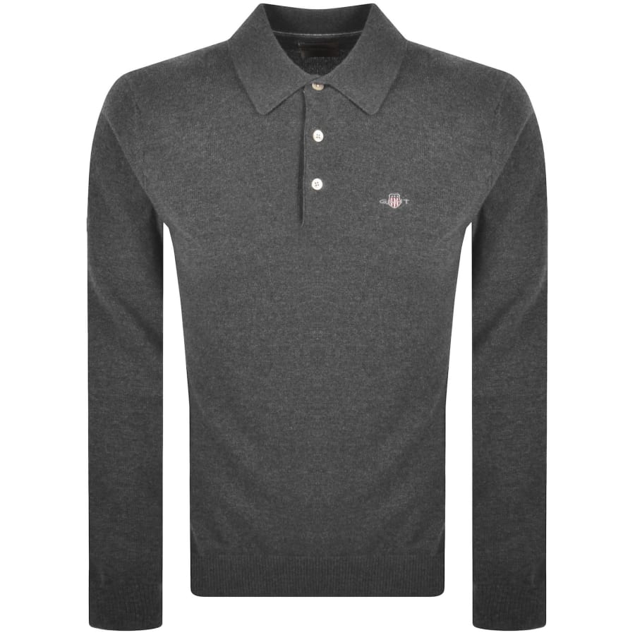 Image number 1 for Gant Superfine Lambswool Polo Grey