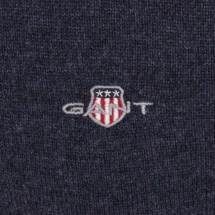 Image number 3 for Gant Superfine Lambswool Polo Dark Navy