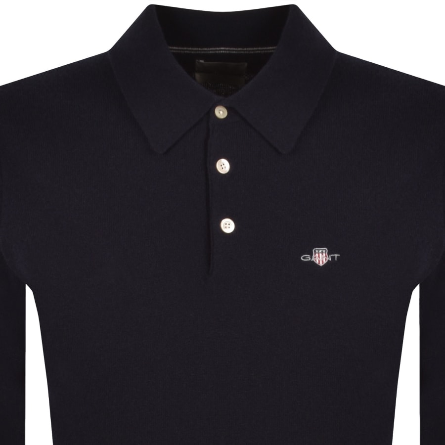 Image number 2 for Gant Superfine Lambswool Polo Navy