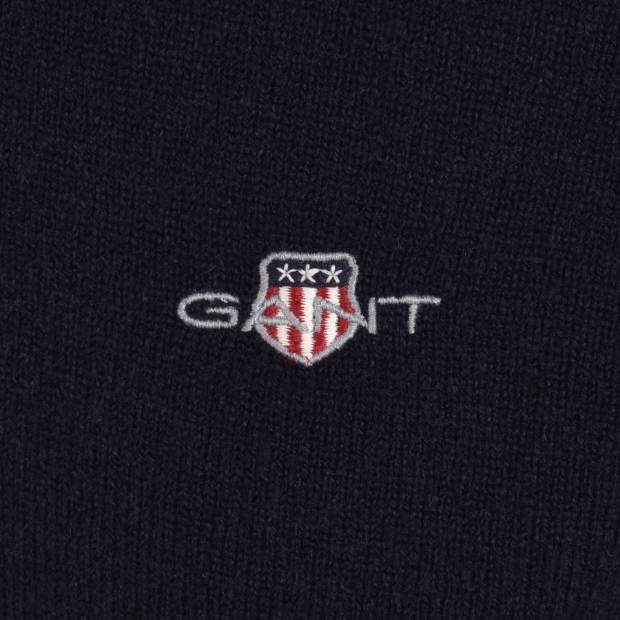 Image number 3 for Gant Superfine Lambswool Polo Navy