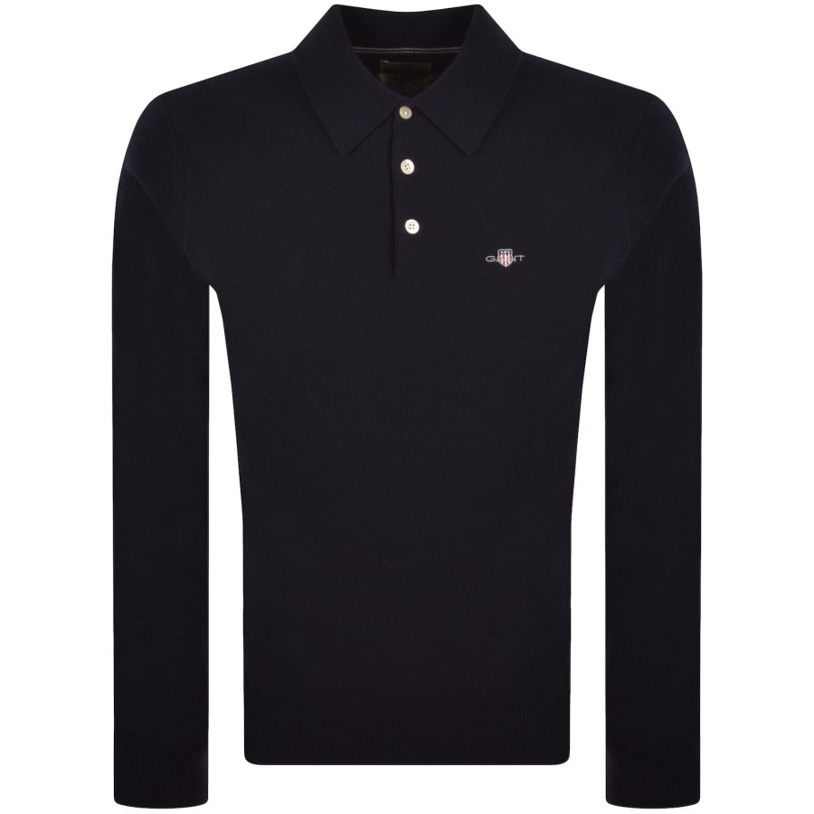 Image number 1 for Gant Superfine Lambswool Polo Navy