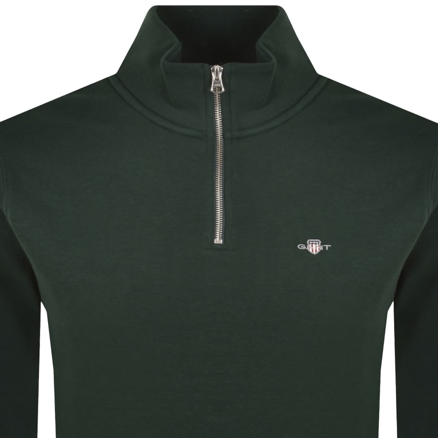 Image number 2 for Gant Shield Half Zip Sweatshirt Green