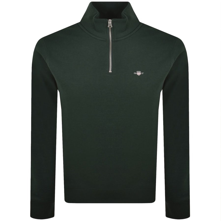 Image number 1 for Gant Shield Half Zip Sweatshirt Green