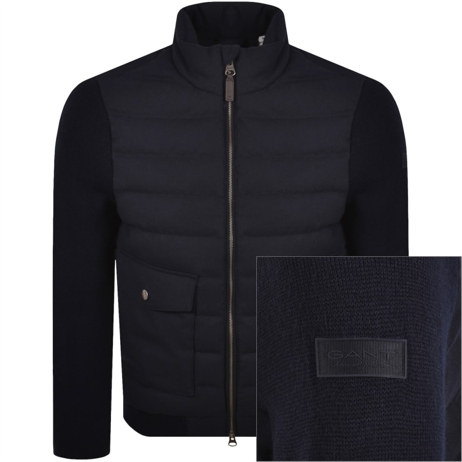 Image number 1 for Gant Insulated Hybrid Flannel Jacket Navy