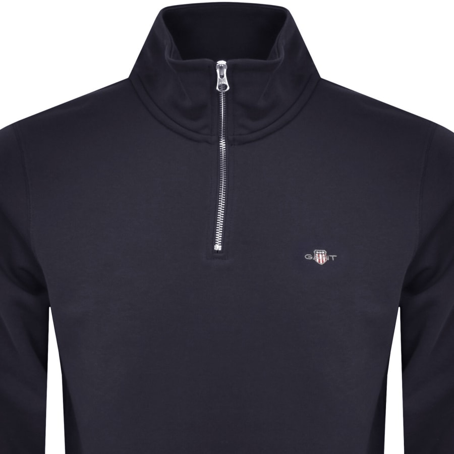 Image number 2 for Gant Shield Half Zip Sweatshirt Navy