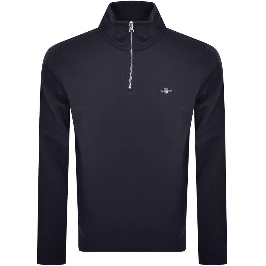 Image number 1 for Gant Shield Half Zip Sweatshirt Navy