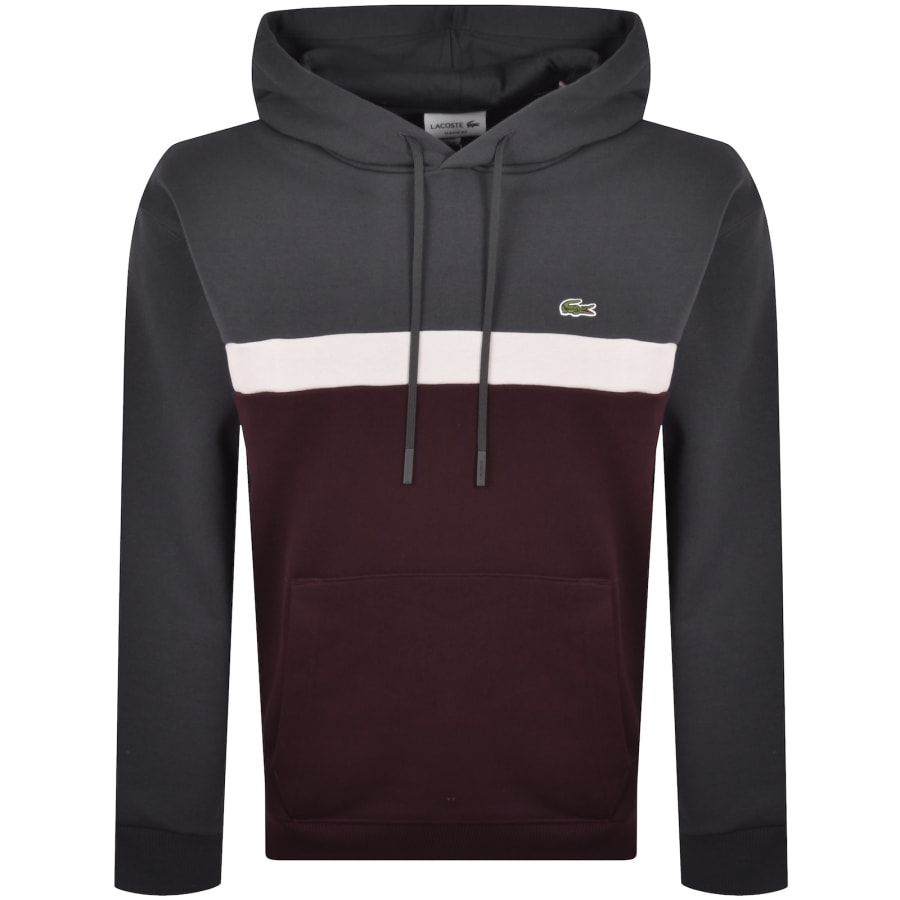 Image number 1 for Lacoste Colour Block Hoodie Grey