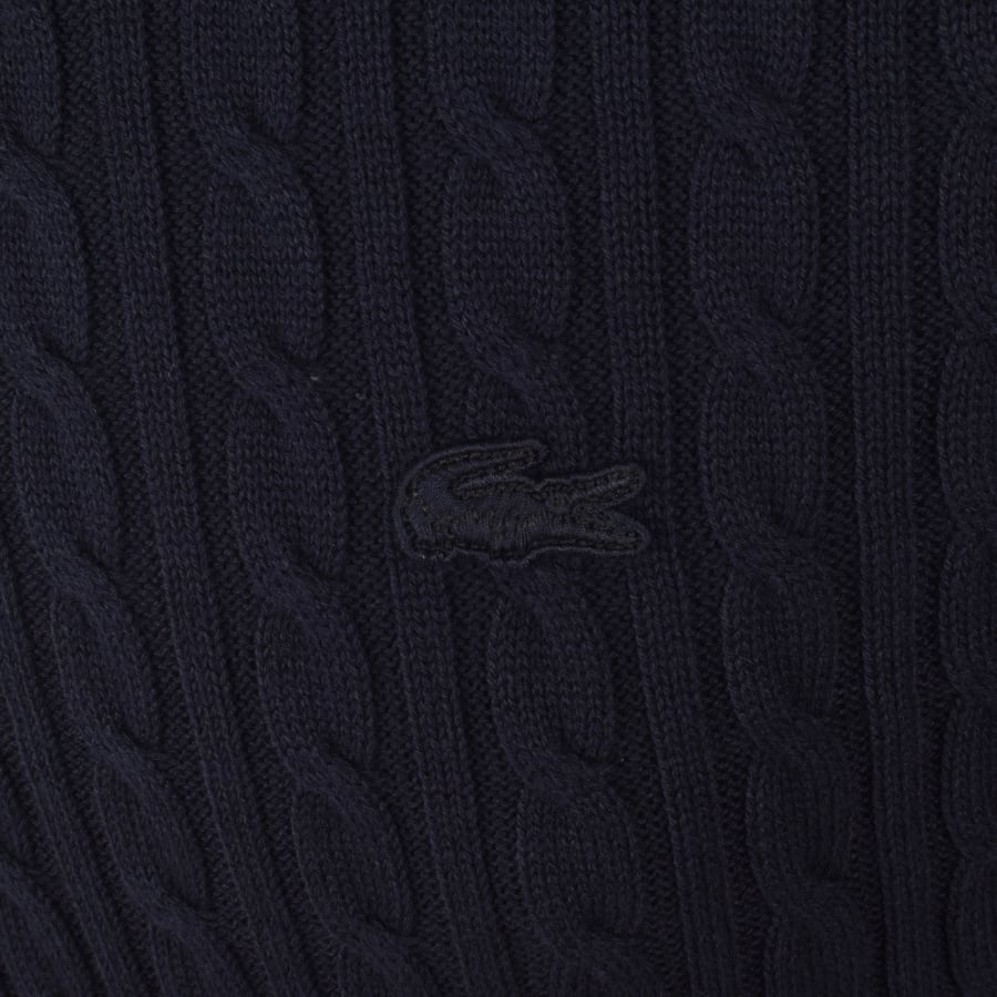 Image number 3 for Lacoste Cable Knit Polo Jumper Navy