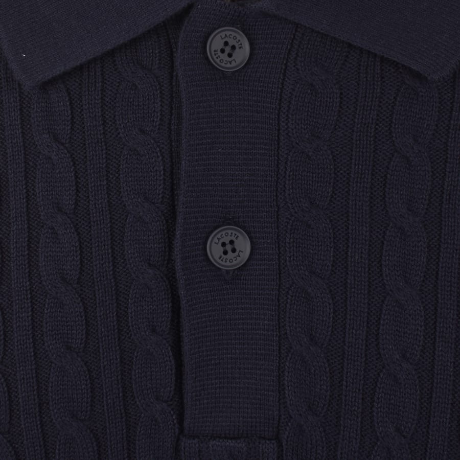 Image number 4 for Lacoste Cable Knit Polo Jumper Navy