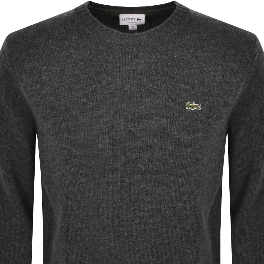 Image number 2 for Lacoste Wool Crew Neck Jumper Grey