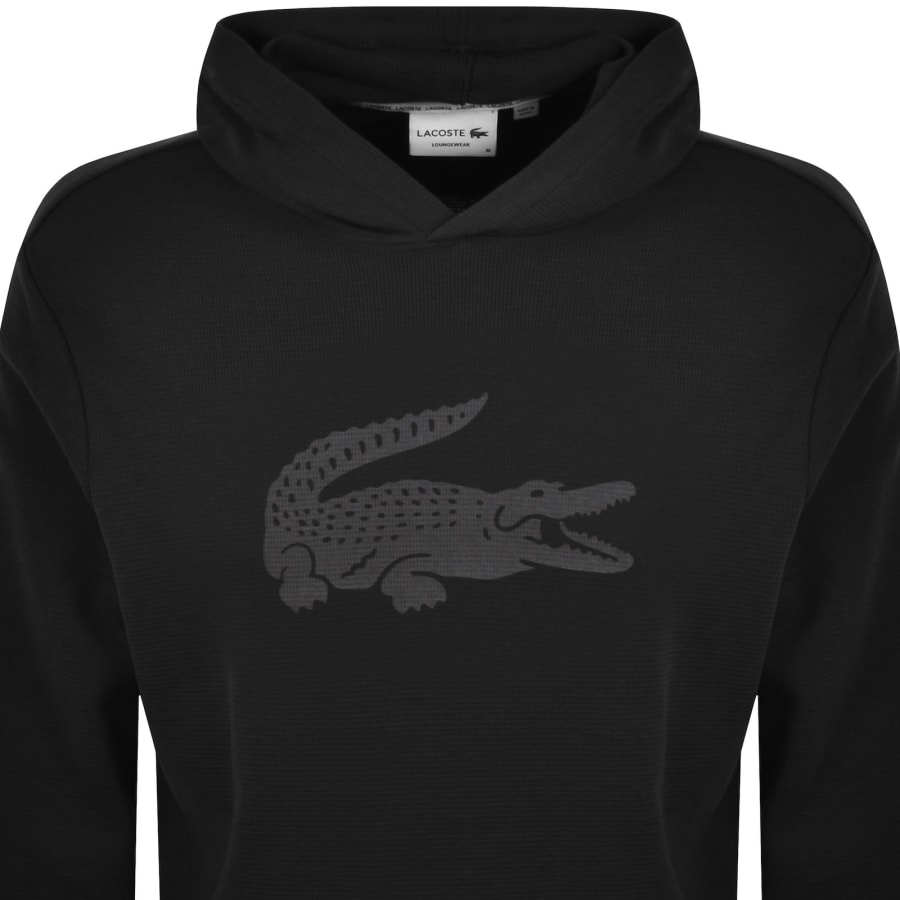 Image number 2 for Lacoste Lounge Waffle Hoodie Black