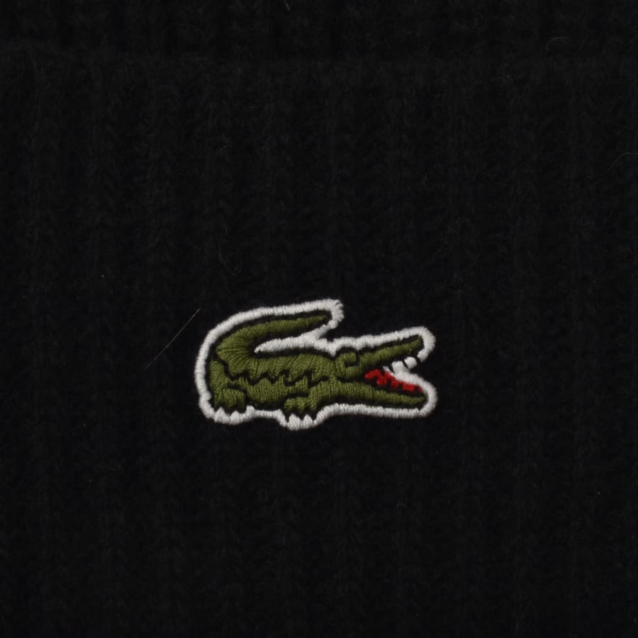 Image number 3 for Lacoste Knitted Wool Beanie Black