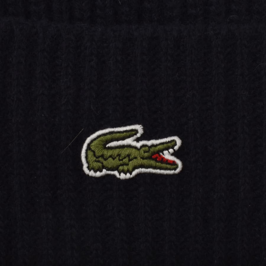 Image number 3 for Lacoste Knitted Wool Beanie Navy