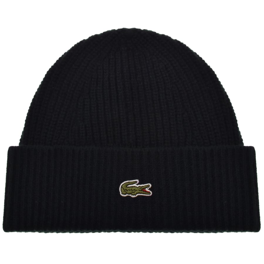 Image number 1 for Lacoste Knitted Wool Beanie Navy