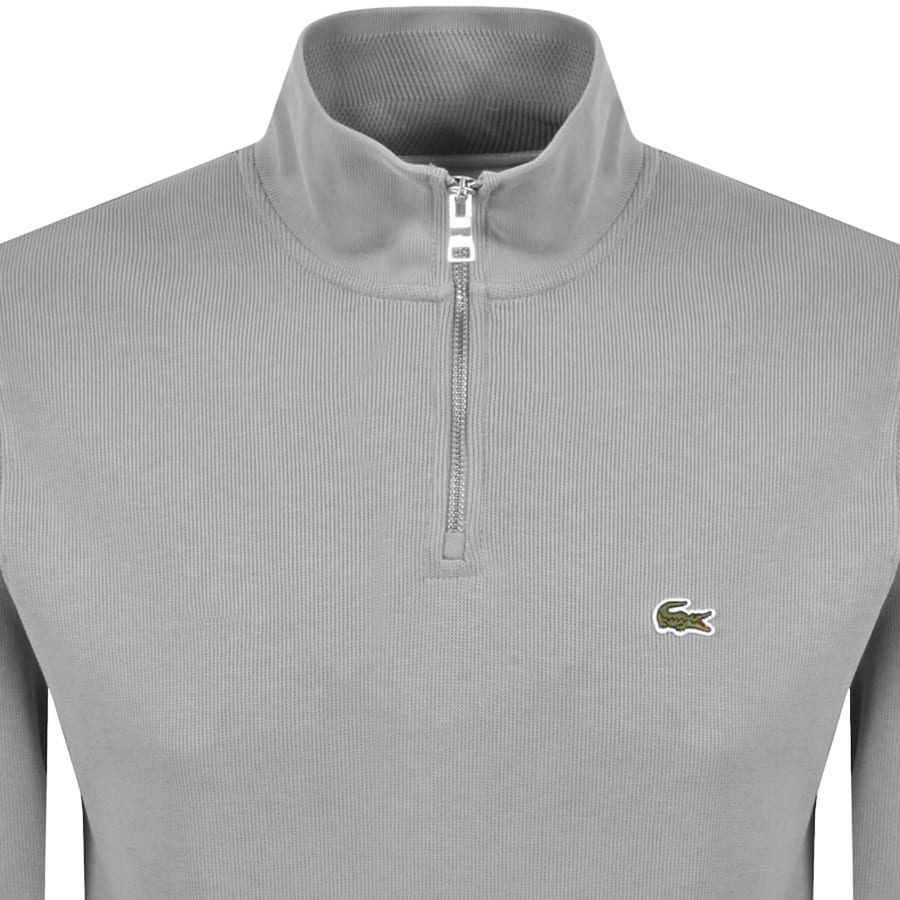 Image number 2 for Lacoste Half Zip Logo Sweatshirt Grey