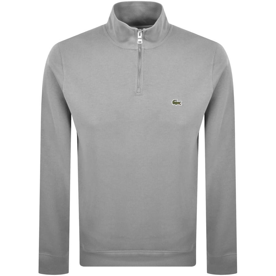Image number 1 for Lacoste Half Zip Logo Sweatshirt Grey