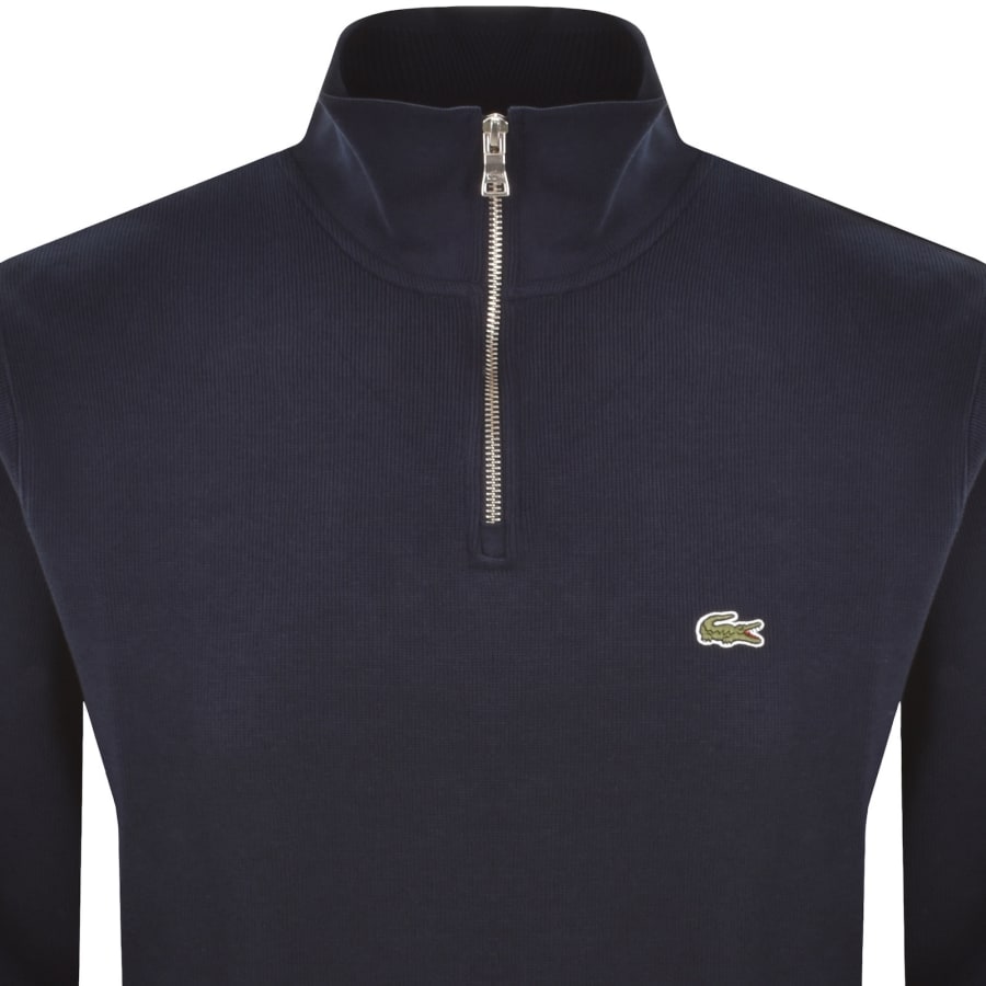 Image number 2 for Lacoste Half Zip Logo Sweatshirt Navy
