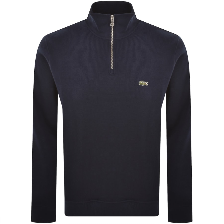 Image number 1 for Lacoste Half Zip Logo Sweatshirt Navy
