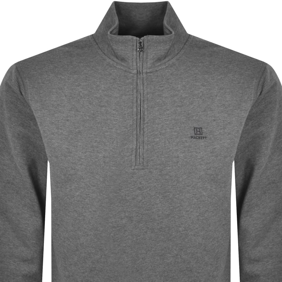Image number 2 for Hackett Heritage Half Zip Sweatshirt Grey