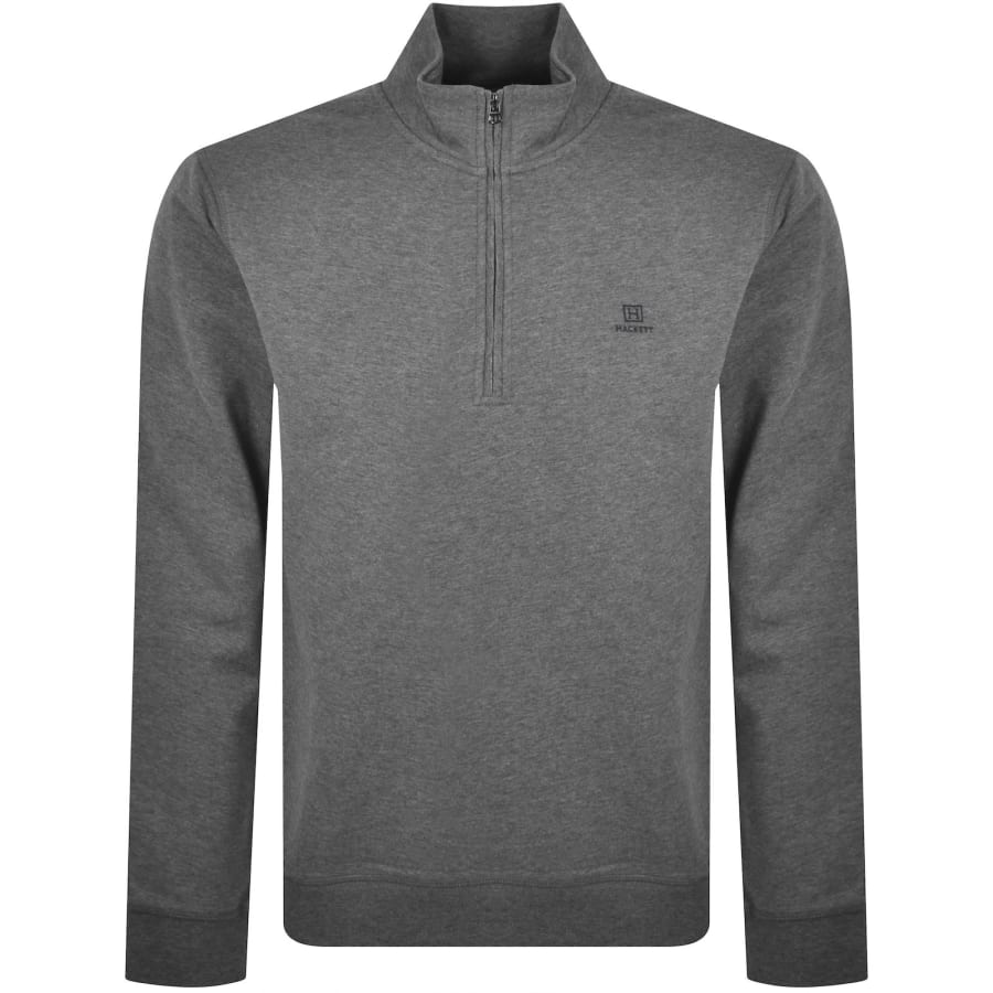 Image number 1 for Hackett Heritage Half Zip Sweatshirt Grey