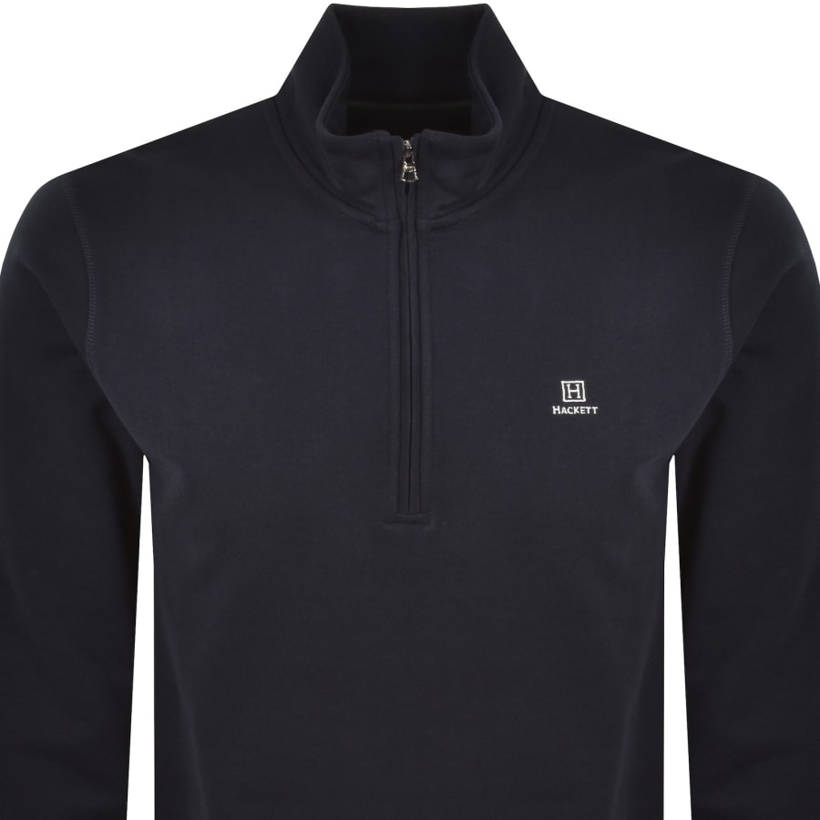Image number 2 for Hackett Heritage Half Zip Sweatshirt Navy