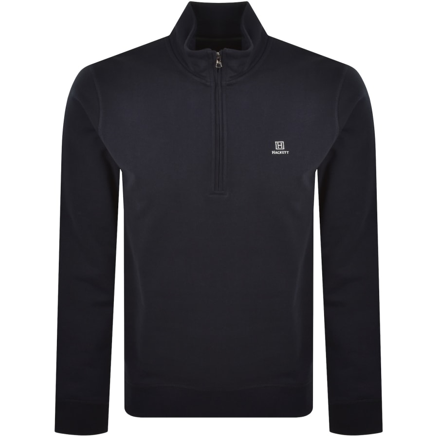 Image number 1 for Hackett Heritage Half Zip Sweatshirt Navy