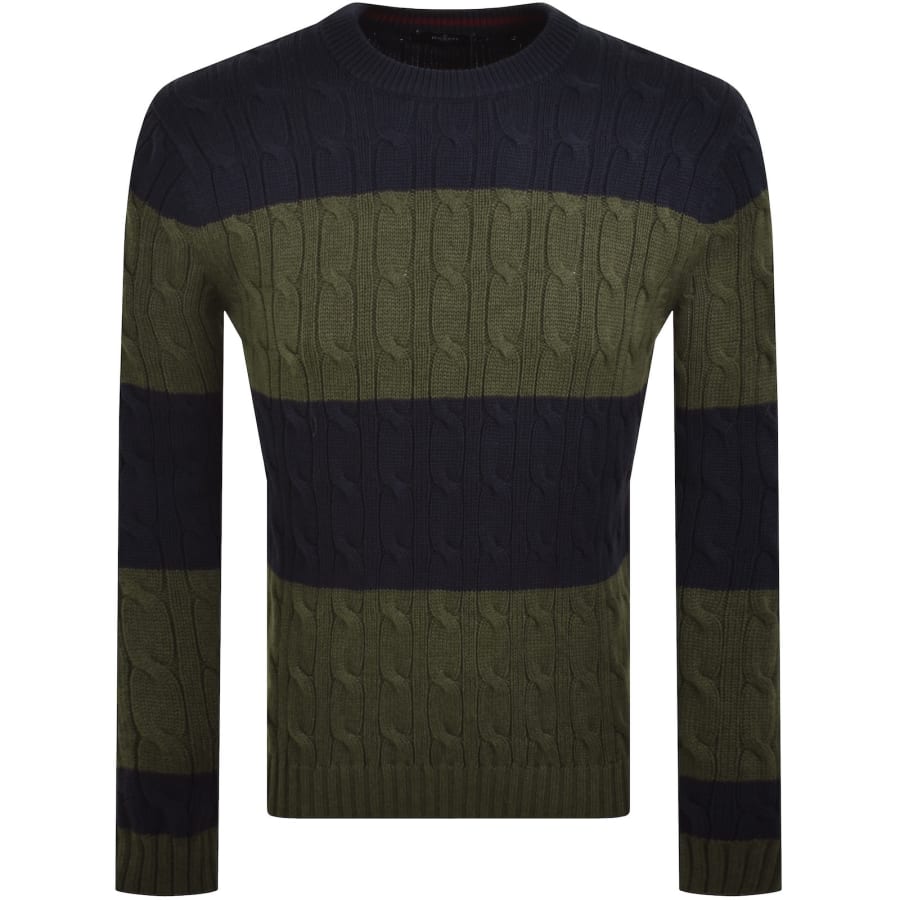 Image number 2 for Hackett Heritage Cable Knit Jumper Navy