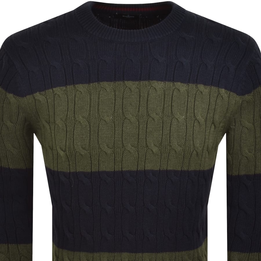 Image number 3 for Hackett Heritage Cable Knit Jumper Navy