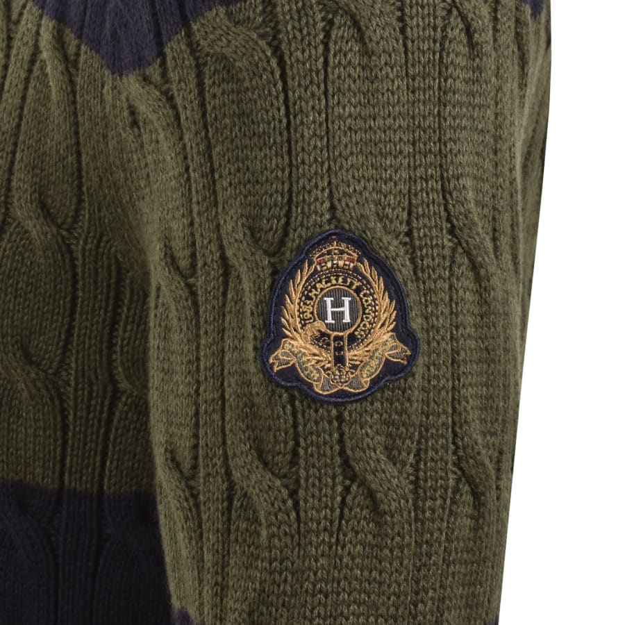 Image number 4 for Hackett Heritage Cable Knit Jumper Navy