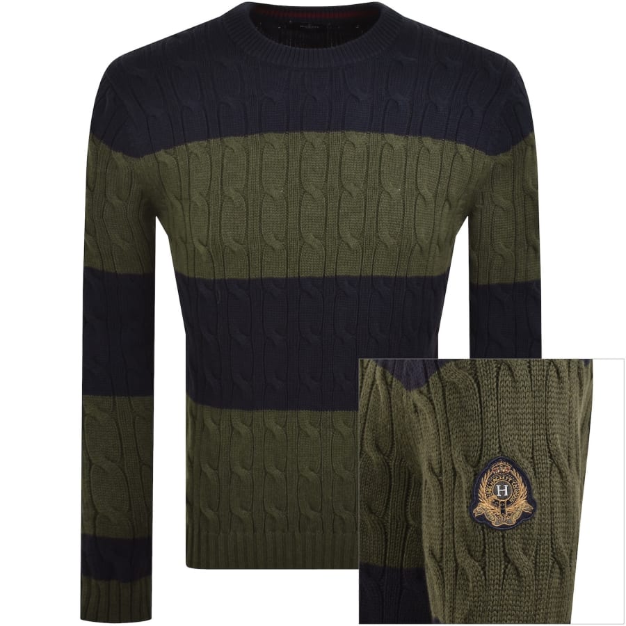 Image number 1 for Hackett Heritage Cable Knit Jumper Navy
