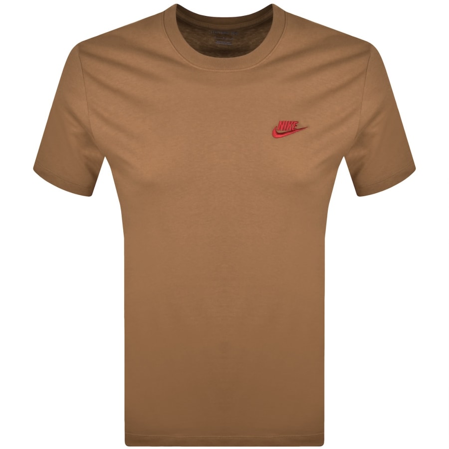 Image number 1 for Nike Sportswear Club T Shirt Ale Brown