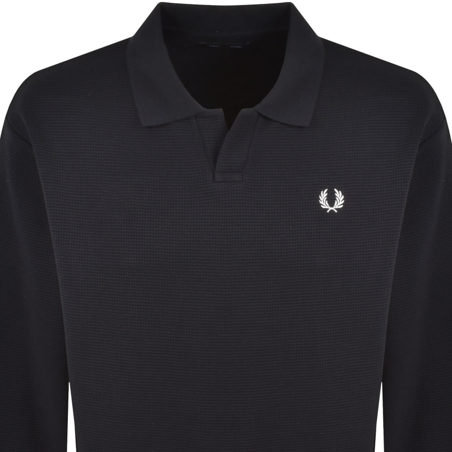Image number 2 for Fred Perry Waffle Jersey Sweatshirt Navy