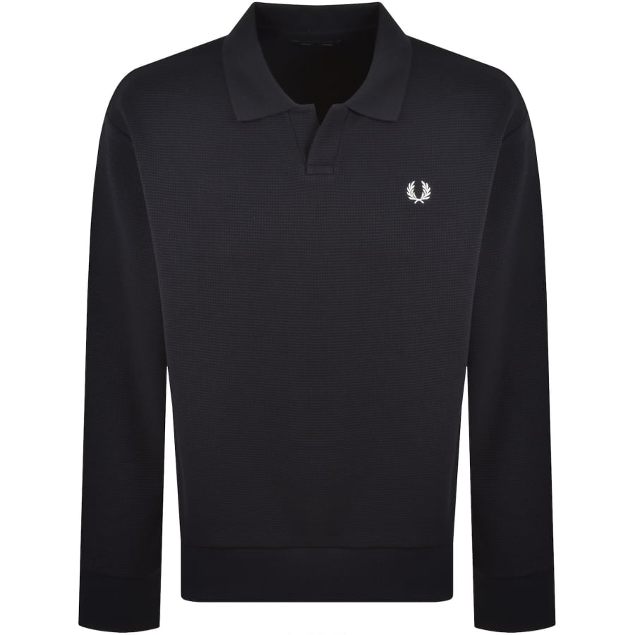 Image number 1 for Fred Perry Waffle Jersey Sweatshirt Navy