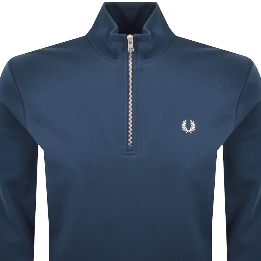 Image number 2 for Fred Perry Half Zip Sweatshirt Midnight Blue