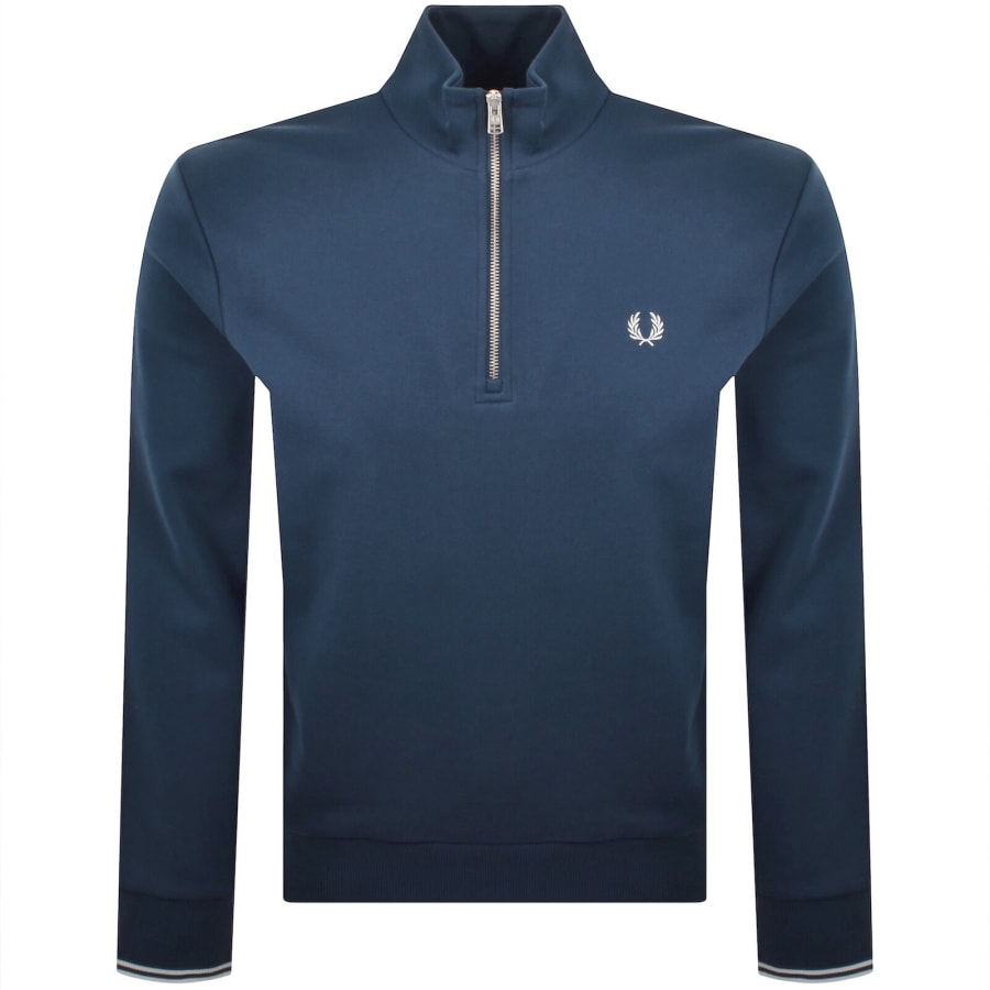 Image number 1 for Fred Perry Half Zip Sweatshirt Midnight Blue