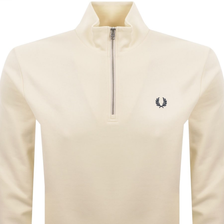 Image number 2 for Fred Perry Half Zip Sweatshirt Cream