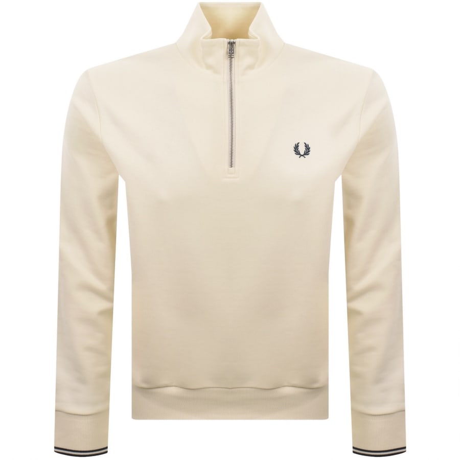 Image number 1 for Fred Perry Half Zip Sweatshirt Cream