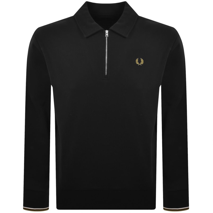 Image number 1 for Fred Perry Collared Sweatshirt Black