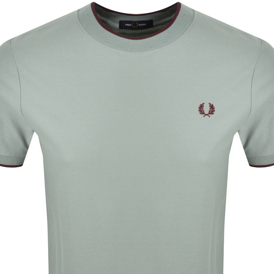 Image number 2 for Fred Perry Tipped Pique T Shirt Silver Blue