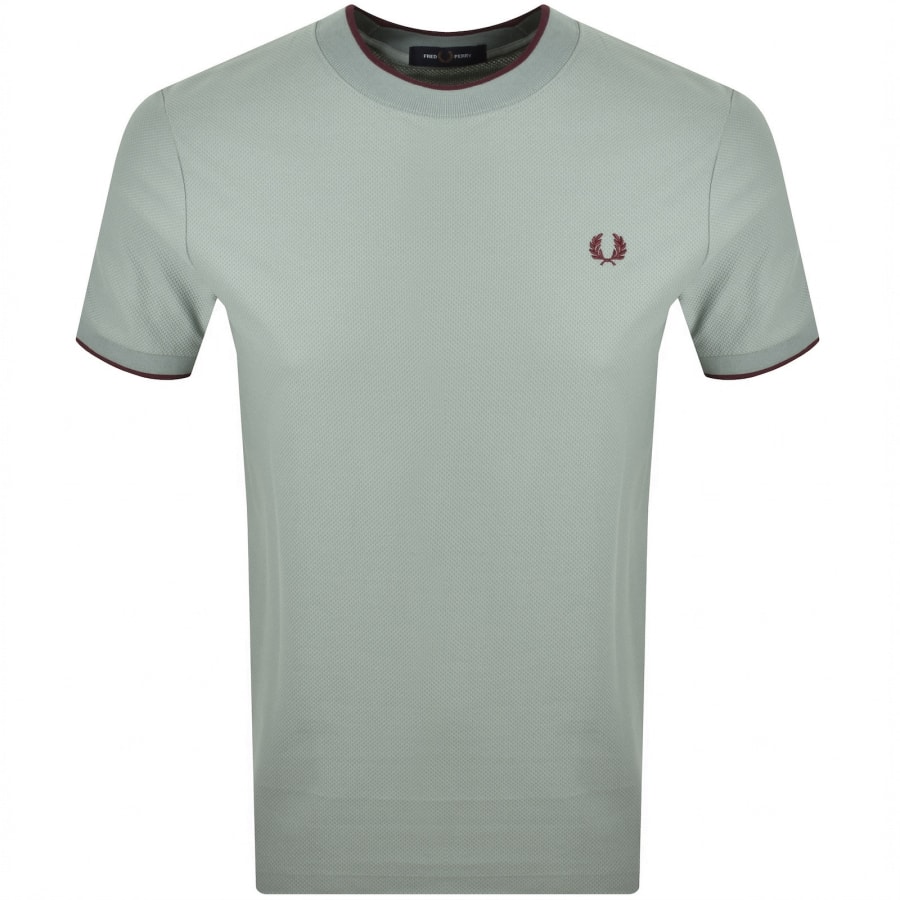 Image number 1 for Fred Perry Tipped Pique T Shirt Silver Blue