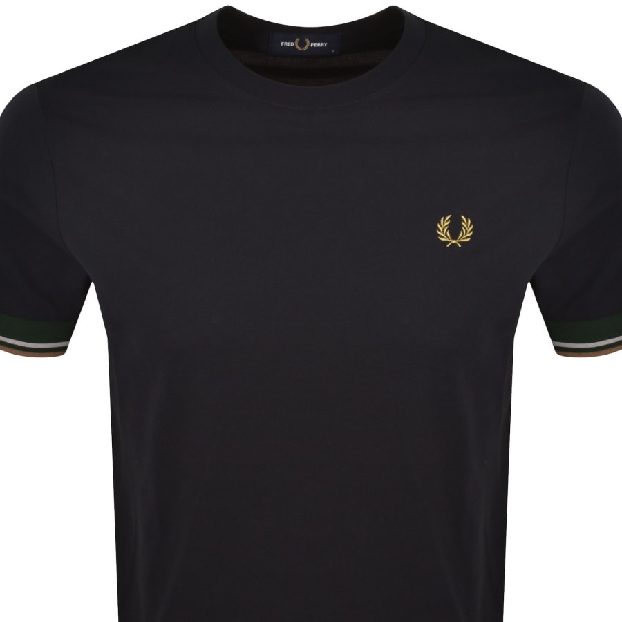 Image number 2 for Fred Perry Twin Tipped Cuff T Shirt Navy
