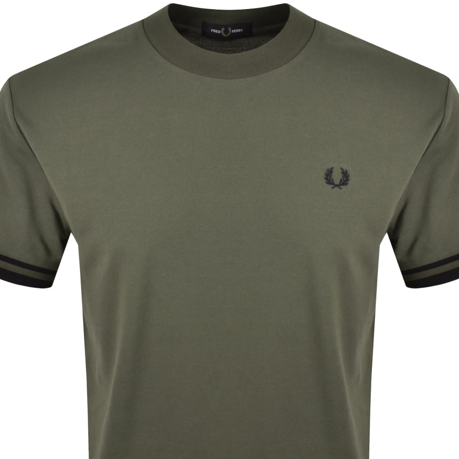 Image number 2 for Fred Perry Tipped Cuff T Shirt Green