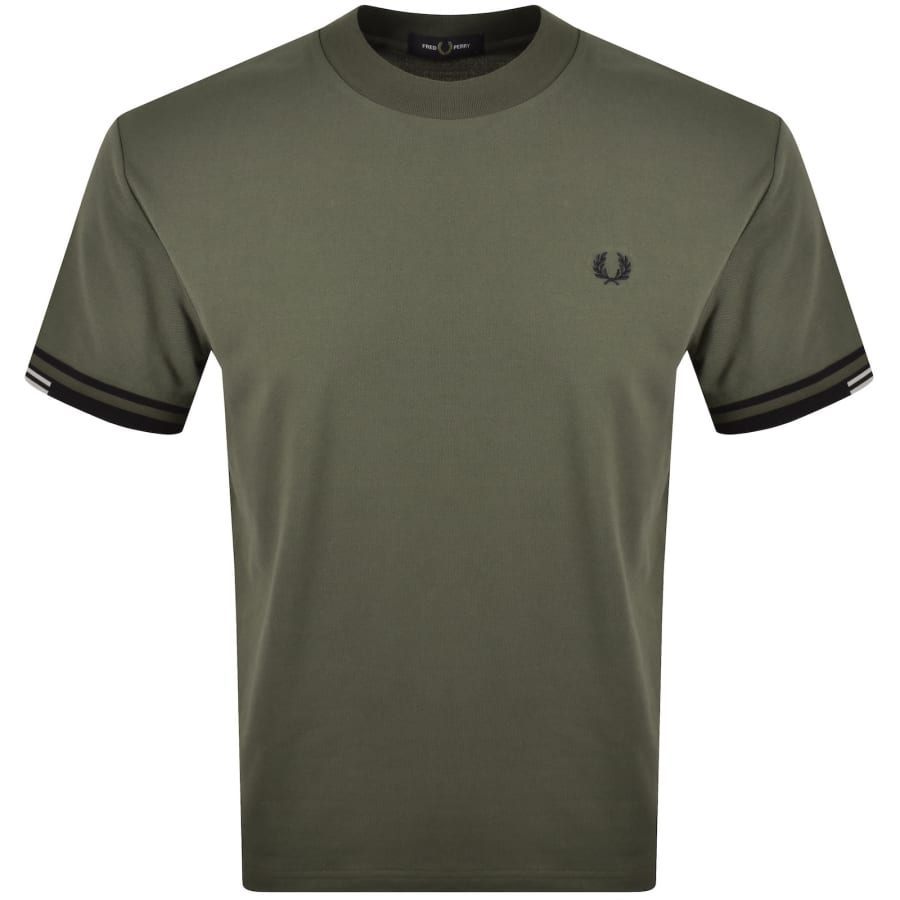 Image number 1 for Fred Perry Tipped Cuff T Shirt Green